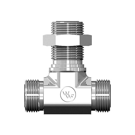 World Wide Fittings Male Flat Face O-Ring to Male Flat Face O-Ring to Male Flat Face O-Ring Bulkhead Branch Tee W/ Lcknt 4725X08X08X08LN